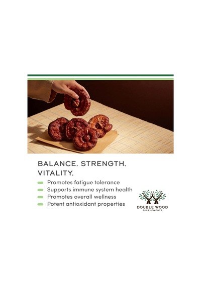 Double Wood Reishi Mushroom Capsules 4:1 Ganoderma Extract, ...
