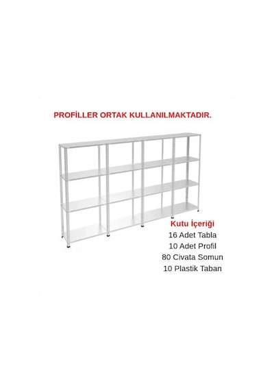 4 Katlı 4'lü Galvaniz Çelik Raf - Depo, Arşiv, Kiler, Dosya, Market Rafı, Mutfak Raf, Çok Amaçlı Raf 43x60x150 Cm Gri