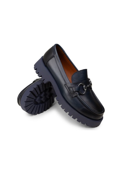 Deery Kadın Hakiki Deri Lacivert Tokalı Loafer - 02037zlcve01