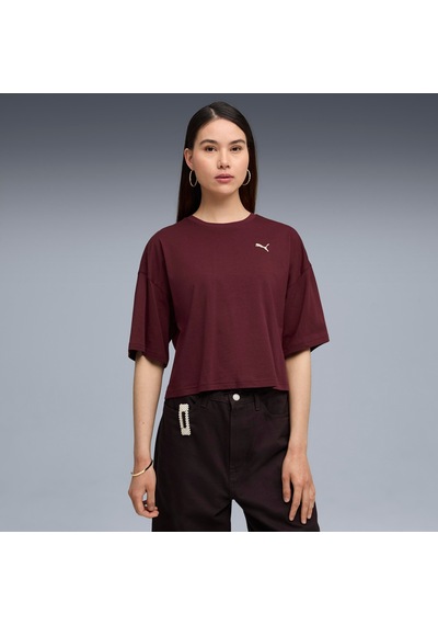 Puma Wardrobe Ess Oversized Tee Kadın Yetişkin T-shirt Bordo