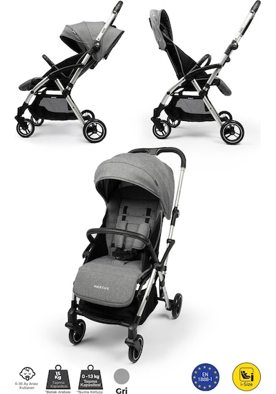 Kanz Marcus Kolay Katlanabilen Kabin Bebek Arabası Heavy Grey