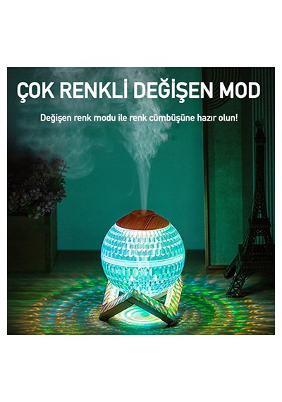 Kristal Küre Mini Usb Nemlendirici & Gece Lambası 7 Renk Led Aromaterapi Difüzörü