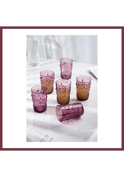 Storeşahin Akrilik Mürdüm 6'lı Kısa Bardak & Su Meşrubat Kahve Yanı Bardağı 400 Ml Cam Değildir Shn0720