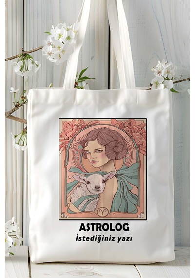 Art Hediye Astrolog Baskılı Bez Omuz Çantası Kişiye Özel Model 10 Çok Renkli