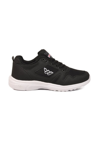 Walkway Siyah Beyaz Fileli Hafif Bağcıklı Esnek Unisex Spor Ayakkabı 020 G Siyah - Beyaz
