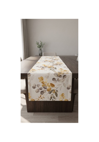 Duck Kumaş Runner 40x150 Cm Okaliptüs Yaprak Desenli, Su İtici Leke Tutmaz Dekoratif Masa Şeridi Yeşil - 935368802 Yeşil