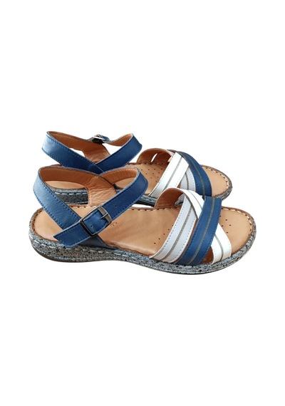 Castle Black 22382 Kadın Hakiki Deri Comfort Sandalet Lacivert Siyah
