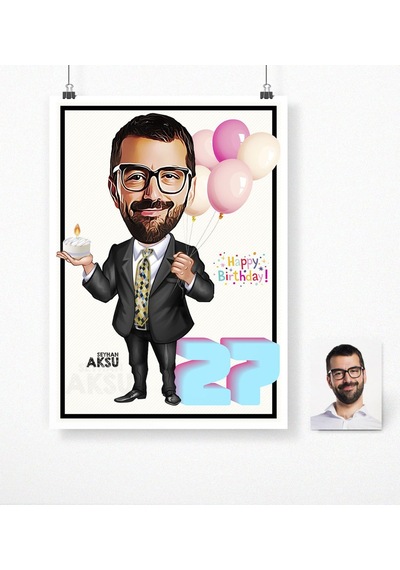 Bk Gift Kişiye Özel Doğum Günü Karikatür Afiş Poster 50 X 70 Cm. 15