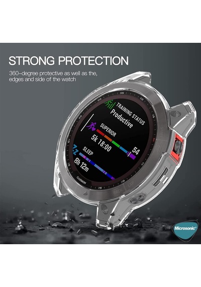 Garmin Fenix 6 Pro İçin Kılıf 360 Full Round Soft Silicone Şeffaf Fenix 6 Pro İle Uyumlu Kılıf - Şeffaf