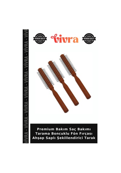 Premium Bakım Saç Bakımı Tarama Boncuklu Fön Fırçası Ahşap Saplı Şekillendirici Tarak