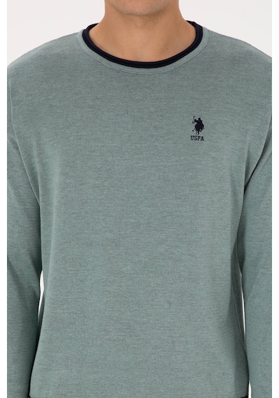 U.S. Polo Assn. Erkek Comfort Fit Yaka Detaylı Mint Kazak 50315022-VR090