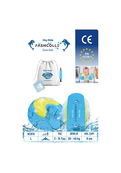 Fashcolle Yuvarlak Yüzme Yardımcısı Şişme Deniz Kolluğu L 4 - 14 Yaş Çok Renkli