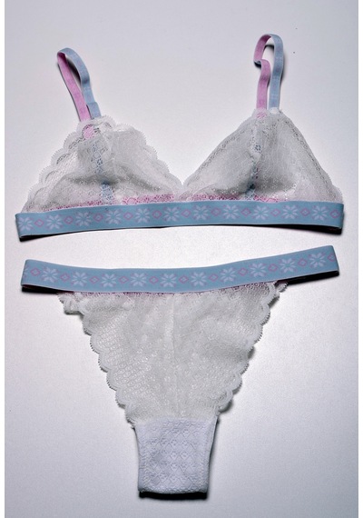 Deep Secret Ekru Desenli Lastikli Full Dantel Bralet Takım Ds20095brt 001