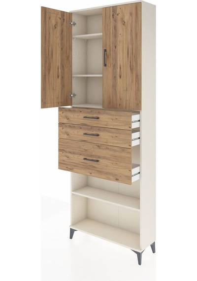 Arges Dolap 4 Raflı 3 Çekmeceli 2 Kapaklı 88x30x243 Aytaşı-çam Aytaşı