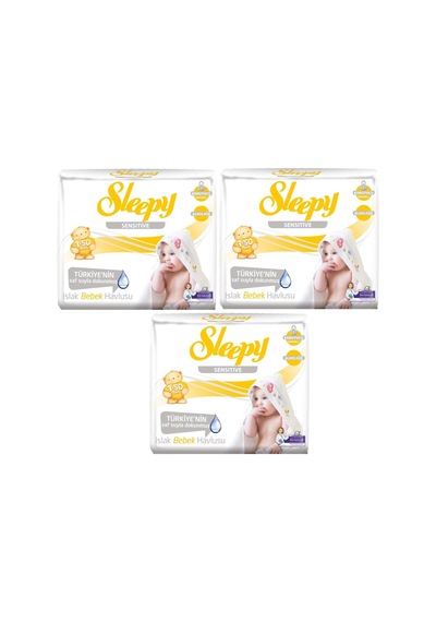 Sleepy Islak Havlu Mendil 50 Yaprak 9 Lu Set Sensitive Plastik Ka