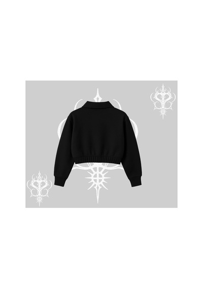 Tarzsokak Beyaz Crop Yarım Fermuarlı Sweatshirt Sp55der Siyah