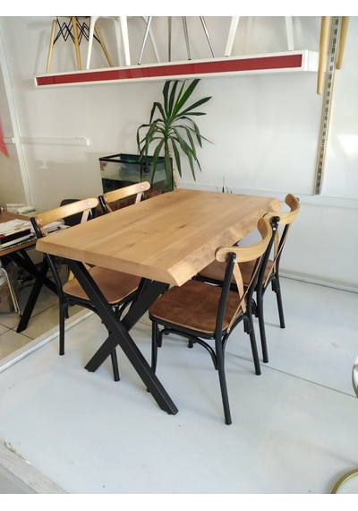 Bintaşmobilya 4 Kişilik Kütük Masa Tonet Sandalye Takımı 120X80.Cm