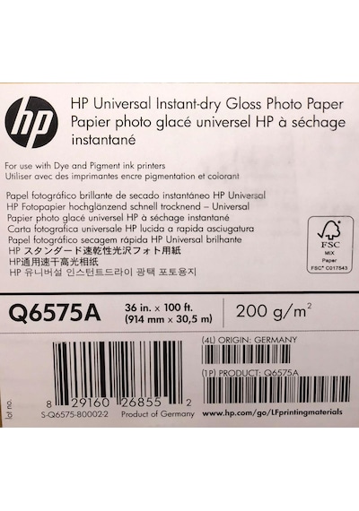 Q6575A Hp Anında Kuruyan Parlak Fotoğraf Kağıdı 914Mmx30.5M
