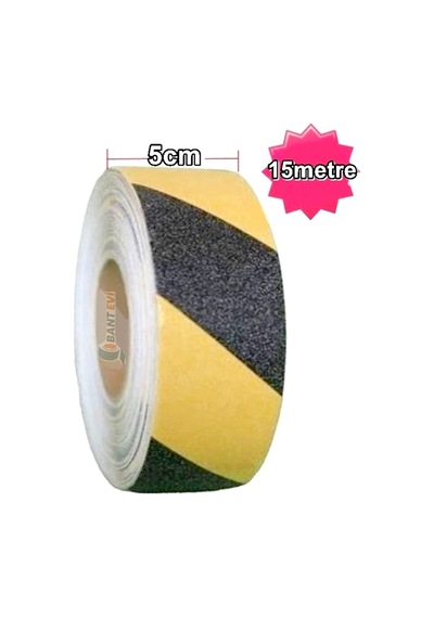 Merdiven Kaydırmaz Bant 50 Mm X 15 M Sarı Siyah Kaymaz Bant 5 Cm