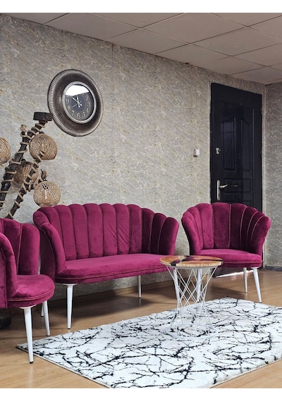 Zafir Papatya Çay Seti Koltuk Takımı Beyaz Boyalı Sivriltme Ayak, Balkon, Salon, Ofis, Cafe Koltuk Takımı Bordo Zafir Papatya Çay Seti Koltuk Takımı Beyaz Boyalı Sivriltme Ayak, Balkon, Salon, Ofis, Cafe Koltuk Takımı Bordo