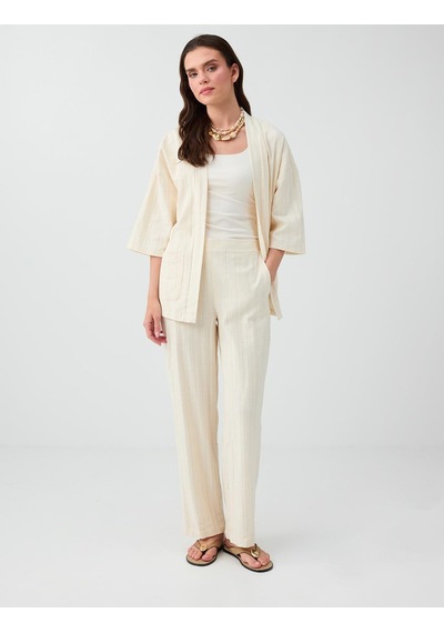 Jimmy Key Jimmy Key Kırık Beyaz Truvakar Kol Açık Yaka Pamuklu Kimono 6sw146751106