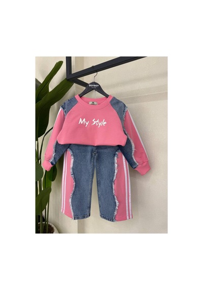 Toikids Kız Çocuk My Style Kot Garnili İkili Takım Pembe