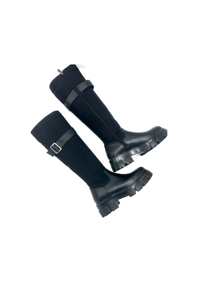 Nostra Shoes Spica Hakiki Deri Siyah Kadın Streç Çizme Siyah