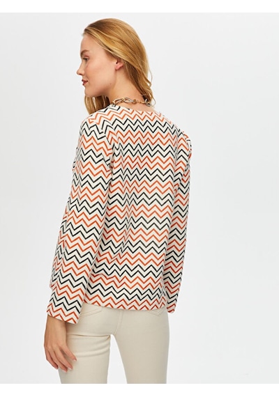 Zigzag Desen Örme Ceket S25ckt024 Us25ckt02473 Ekru