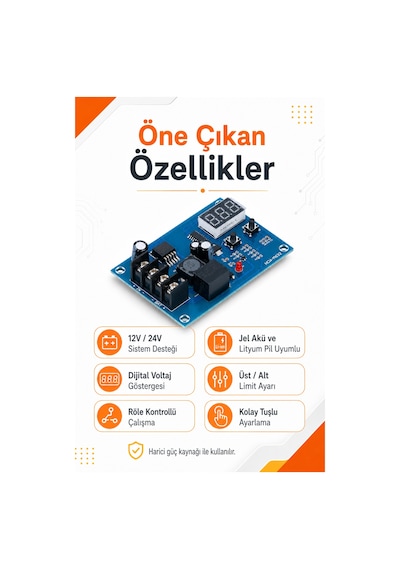 Hcw-m632 Akıllı Şarj Kontrol Devresi 12v 24v Jel Akü Lityum Batarya Uyumlu