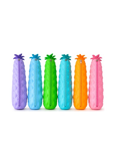 Ananas Silikon Kalem Çantası Tek Bölmeli 6 Renk Çok Renkli