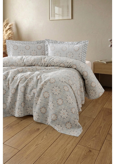 Freya %100 Pamuk Battal Boy King Size Pike Takımı 240x220 Gri