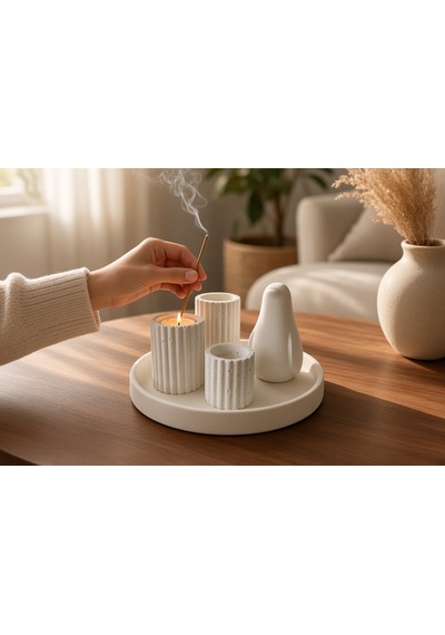 Nakkaş Home Dekoratif Mum Ve Tütsülük Obje - M6 Modeli Beyaz