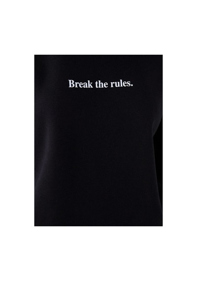 LC Waikiki Lcw Vision Bisiklet Yaka Baskılı Uzun Kollu Oversize Kadın Sweatshirt Black