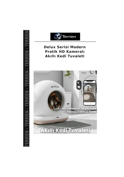 Delux Serisi Modern Pratik Hd Kameralı Akıllı Kedi Tuvaleti
