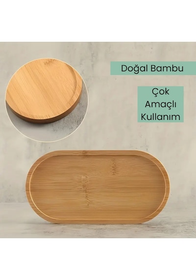 1 Adet Bambu Oval Sunum Ve Servis Tepsisi Ahşap Tepsi Yağdanlık Altlığı Diğer