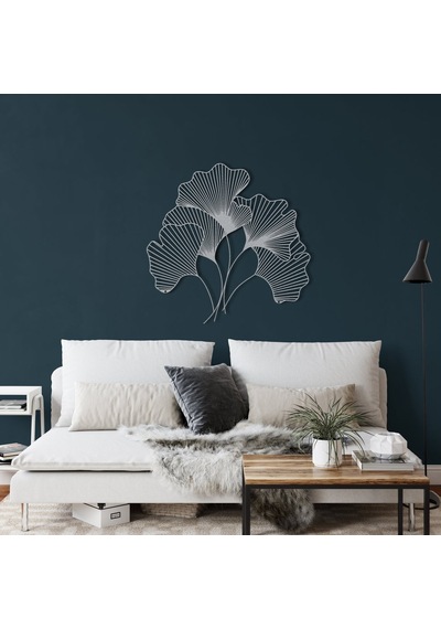 Ginkgo Bilbao Yaprağı Metal Tablo Siyah