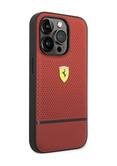 Apple iPhone Uyumlu 14 Pro Max Kılıf Ferrari  Lisanslı Deri Delikli Ve Çizgili Dizayn Kapak