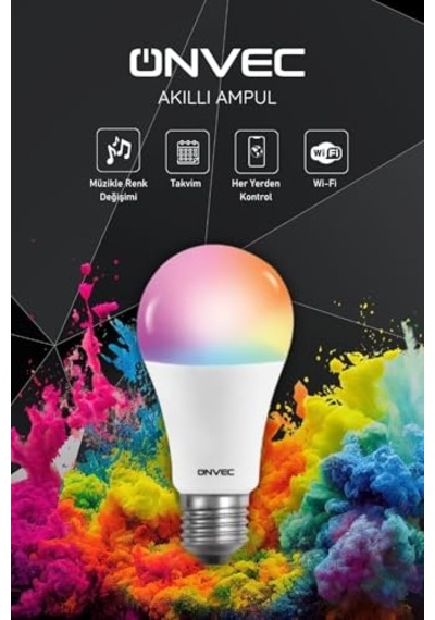 Onvec 2gen Tuya Wifi+bluetooth Destekli 9 W Rgb Çok Renkli Akıllı Led Ampul, 2.4 Ghz, Onvec, Amazon Alexa Ve Google H Diğer