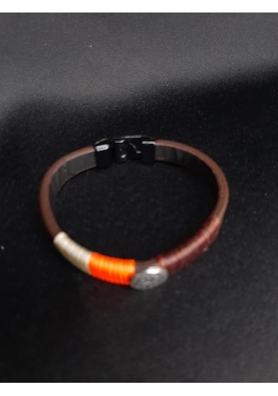 Mryart Unisex Suni Deri İpli Metal Detaylı El Yapımı Bileklik Unisex Çok Renkli