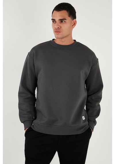 Buratti Regular Fit Bisiklet Yaka Pamuklu Içi Tüylü Yumuşak Şardonlu Erkek Sweat 5905255 Antrasit