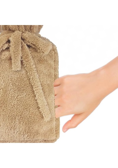 Kahverengi El Cepli Peluş Sıcak Kılıflı Sıcak Su Torbası 19x37 Cm