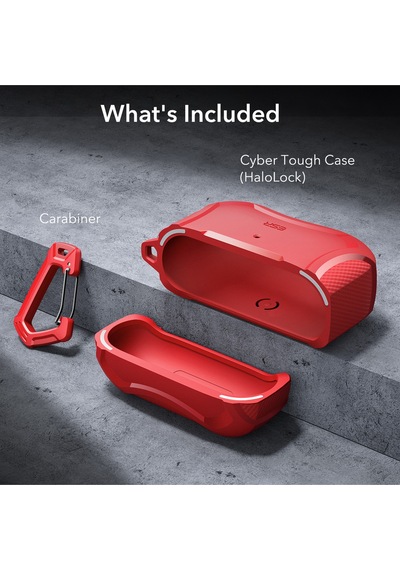 Apple AirPods Uyumlu Pro / Pro 2 Kılıf - Cyber Armor Tough Halolock Magsafe Kılıf Kırmızı