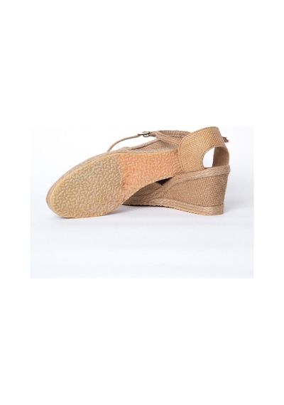 Star Tombis Gerçek Elişi Hasır Rengi Topuğu Açık Keten Espadril Dolgu Topuk Handmade Hasır
