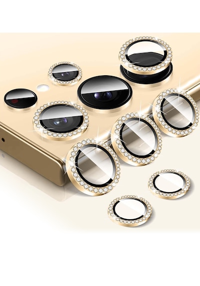 Galaxy Uyumlu S24 Ultra Ipg Kamera Lens Koruyucu Taşlı - Altın