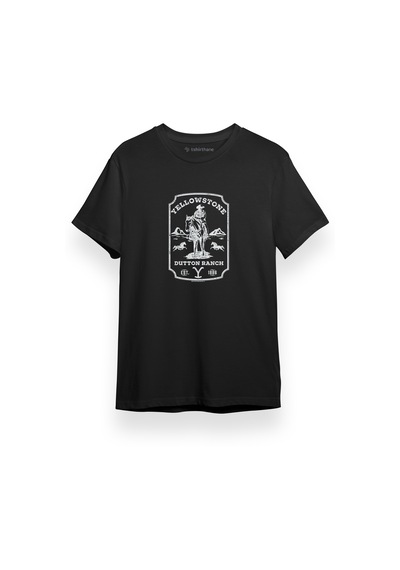 Yellowstone Dutton Ranch Framed Siyah Kısa Kol Erkek Tshirt 001