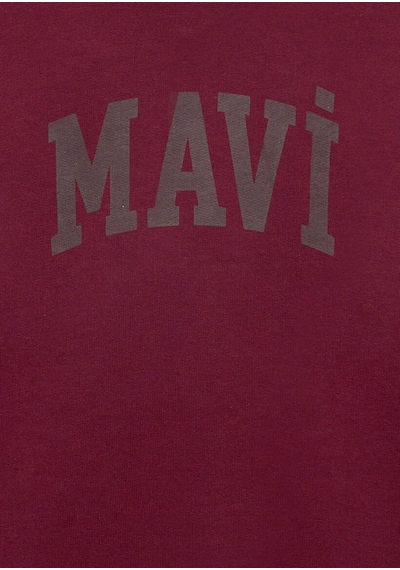 Mavi Logo Baskılı Kapüşonlu Bordo Erkek Çocuk Sweatshirt 6s10143-70394
