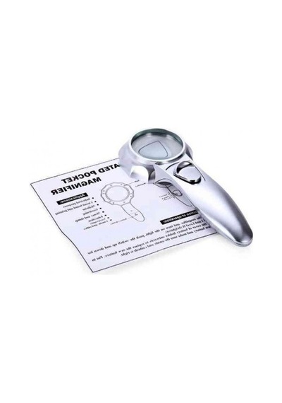 Delux Serisi İnce Yazı Pratik Mercek Aracı -7x Büyüteç 6 Led Işık Aydınlatma 50mm
