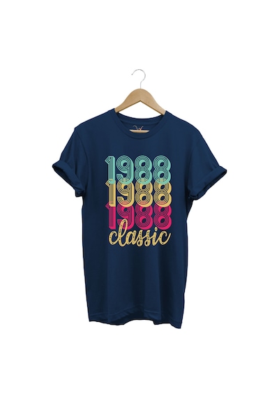 1988 Retro Vintage Classic Baskılı %100 Pamuk Regular Fit Unisex T-shirt Lacivert