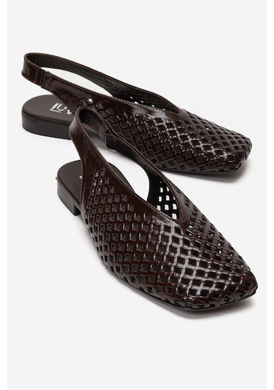 Luvishoes Delızıa Kahverengi Rugan Hakiki Deri Önü Kapalı Lazer Kesim Kadın Sandalet