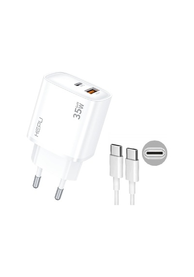 Hp-c30 35 Watt Gan Şarj Adaptörü 2-port Charger Hızlı Şarj Adaptörü 100 Cm Kablo Dual-port Charger Qc 3.0